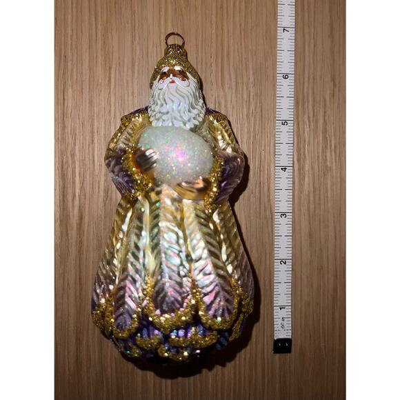 Patricia Breen Large Plumed Santa Claus Lavender Christmas Holiday Tree Ornament - Picture 8 of 10